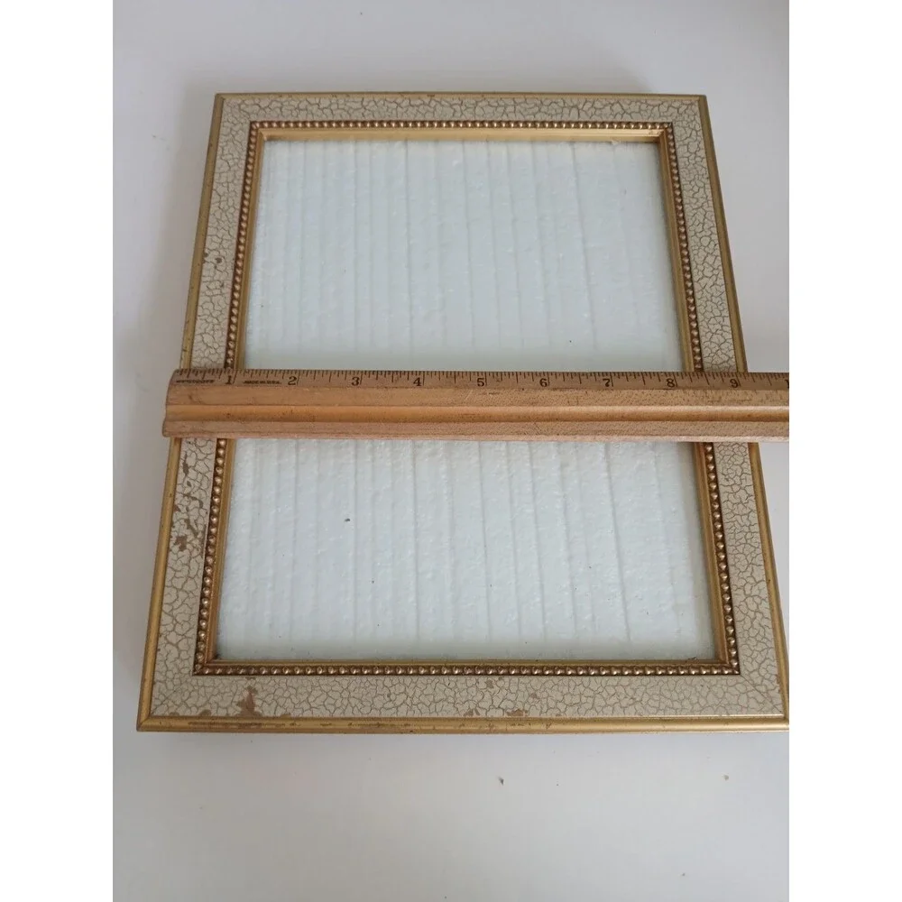 2001 Vtg Burnes Picture Frame  Gold W Crackle Paint  Design 8 X 10